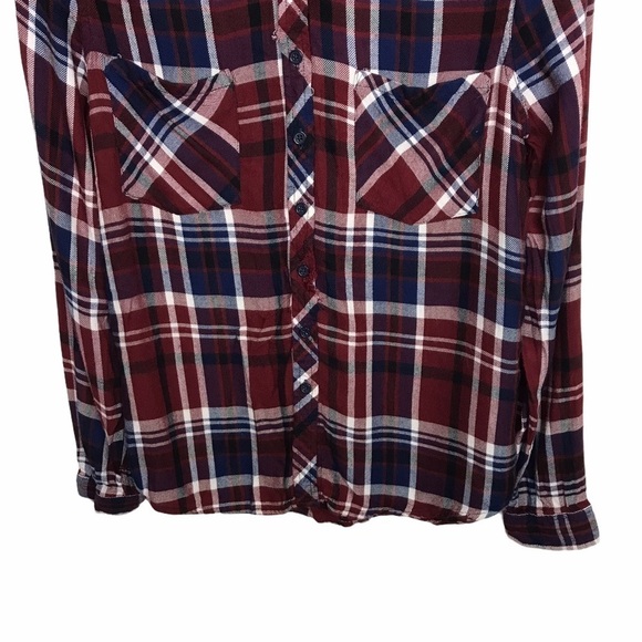 Pink Rose Red Plaid Long Sleeve Button Up Shirt - Picture 4 of 11